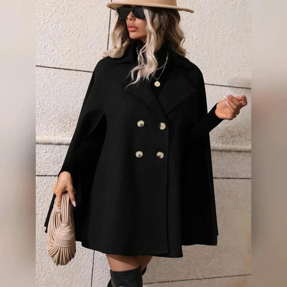 Double Breasted Cloak Sleeve Cape Overcoat - Picture 1 of 4